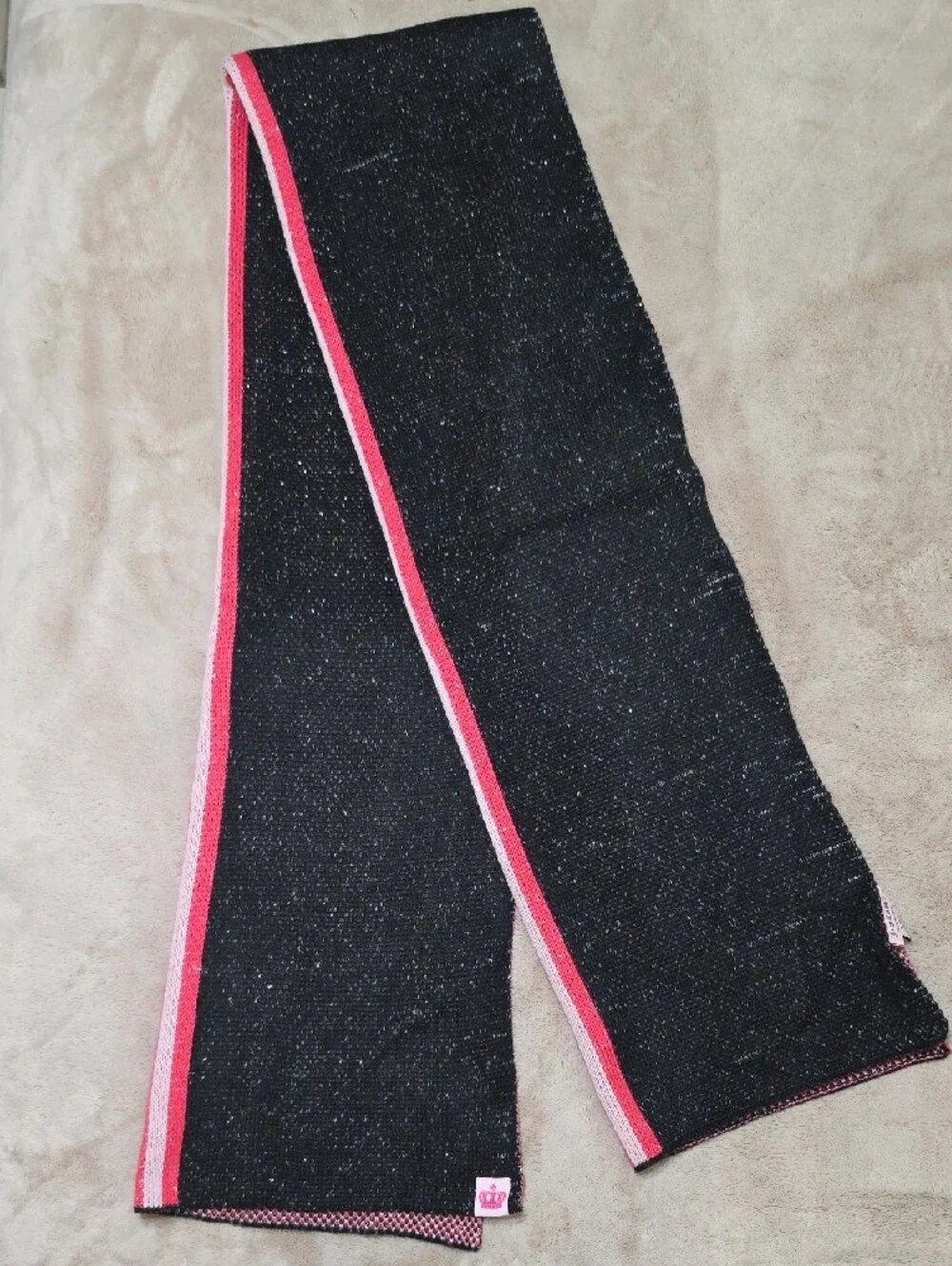 Juicy Couture Pink and Black Reversible Knit Scarf